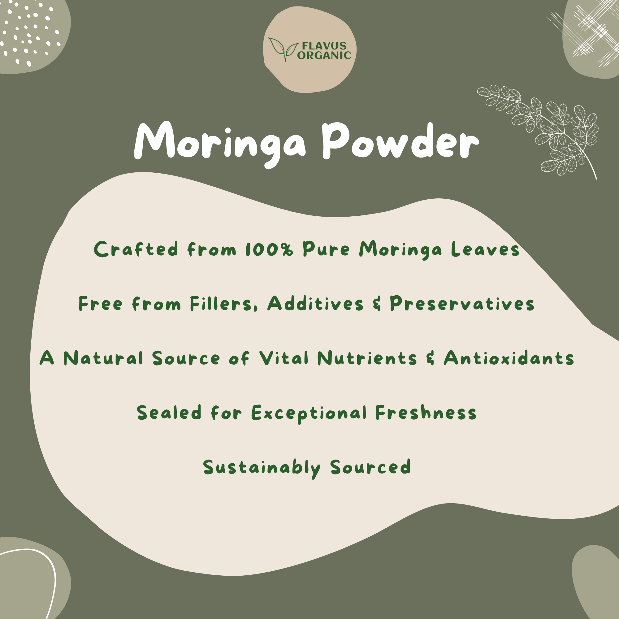 100% Pure & Natural Flavus Organic Moringa Powder