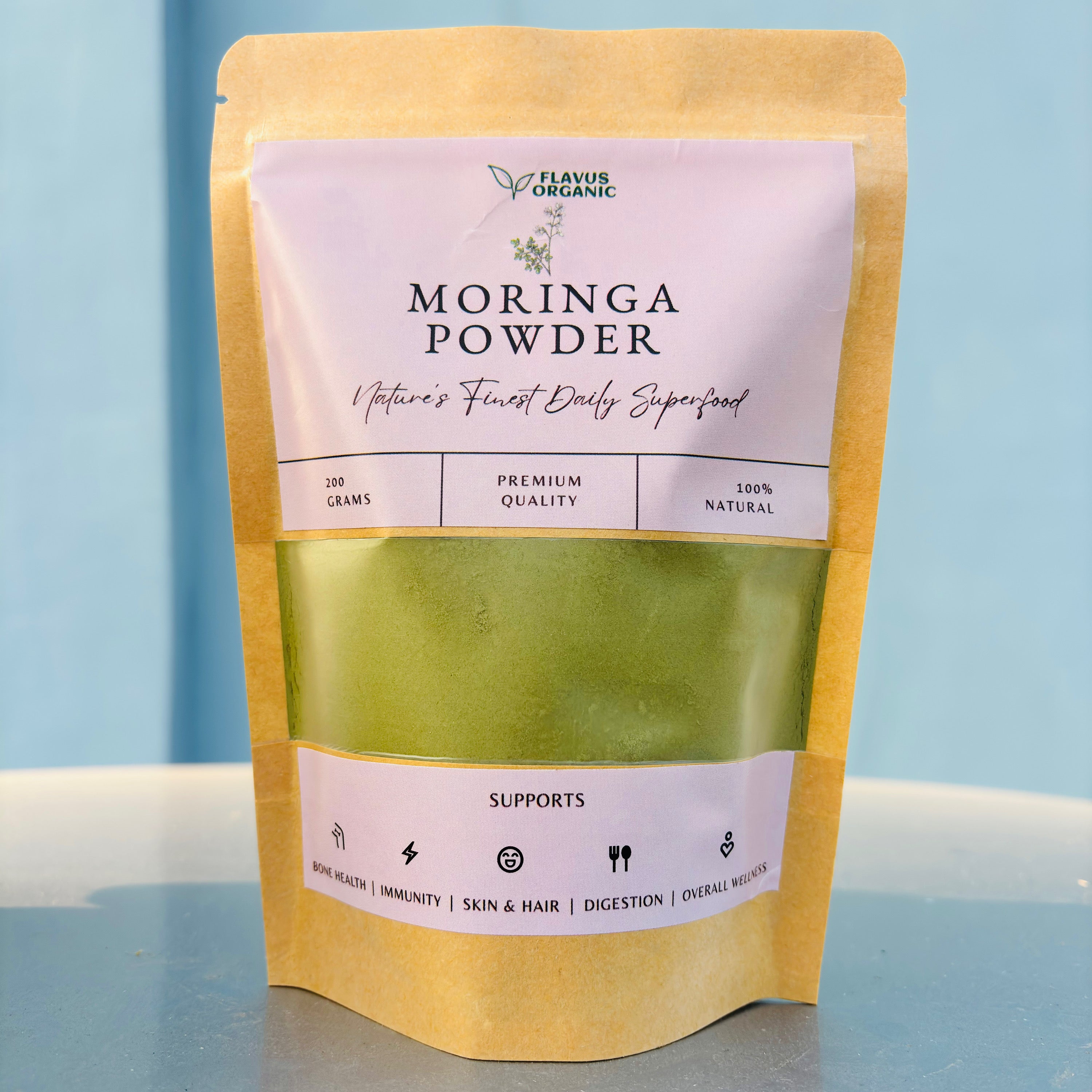 Pouch of Flavus Organic Moringa Powder