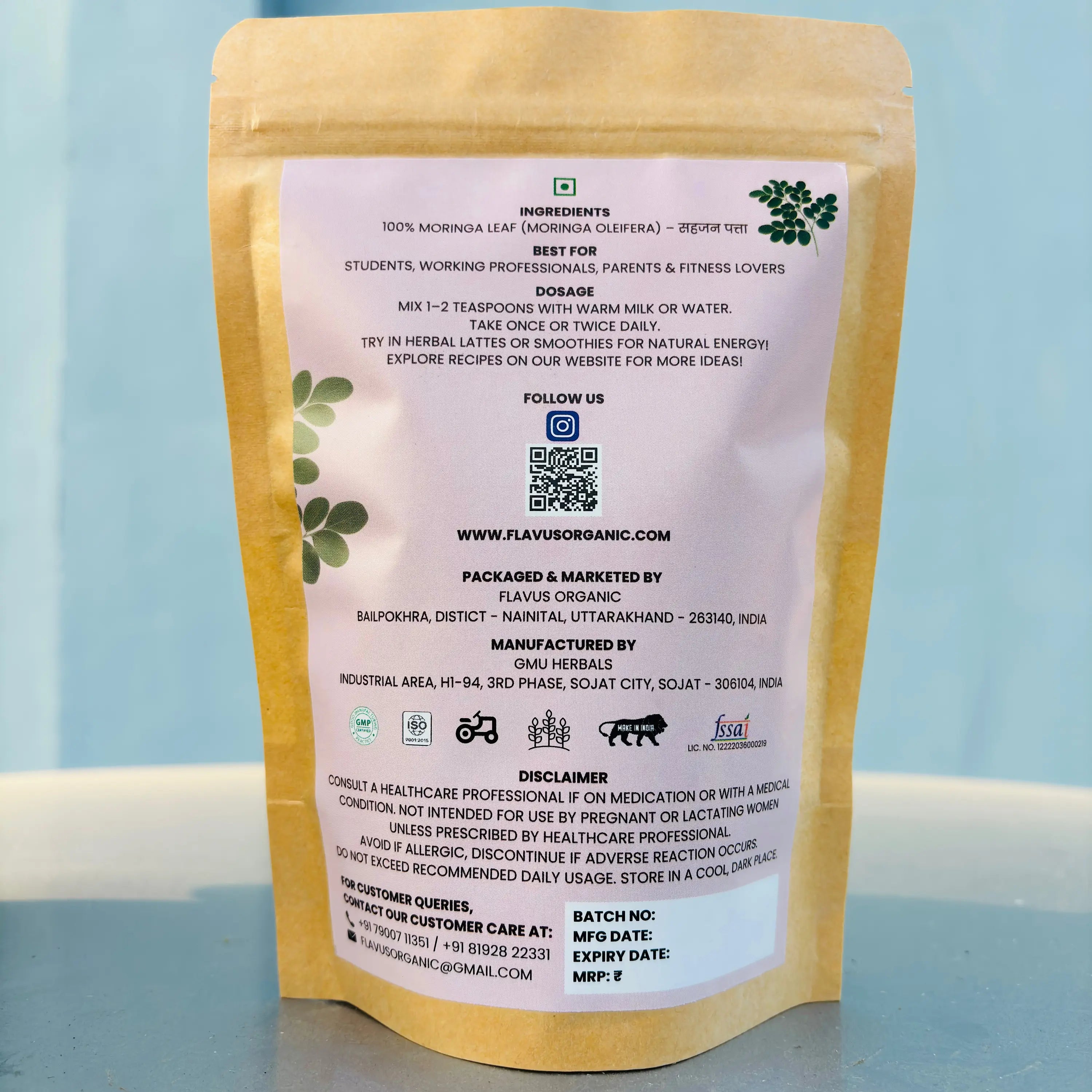 Moringa Powder Pouch Back